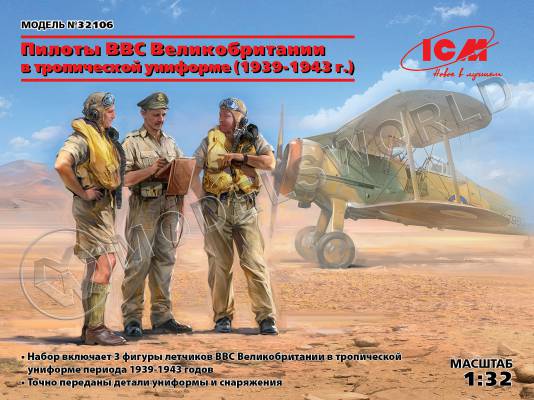 Фигуры Пилоты ВВС Великобритании в тропической униформе (1939-1943 гг). Масштаб 1:32