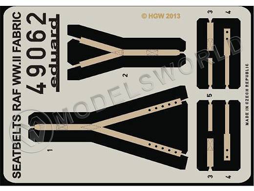 Фототравление ремни безопасности RAF WWII FABRIC. Масштаб 1:48 - фото 1