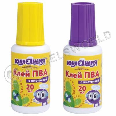 Клей ПВА с кисточкой, ЮНЛАНДИЯ, 20г.