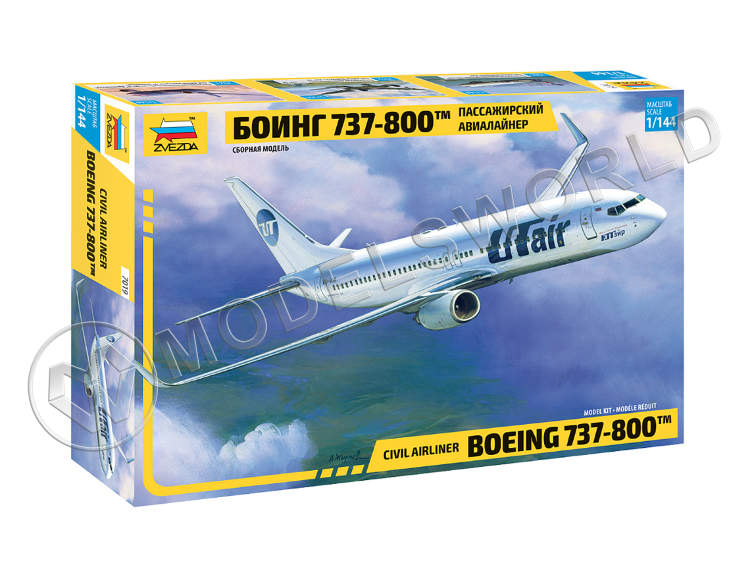Склеиваемая пластиковая модель Пассажирский авиалайнер Боинг 737-800™. Масштаб 1:144 Склеиваемая пластиковая модель Пассажирский авиалайнер Боинг 737-800™. Масштаб 1:144 - фото 1