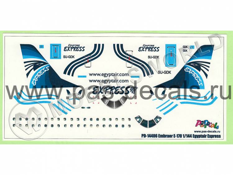 Декаль Embraer 170 EGYPT Air. Масштаб 1:144 - фото 1