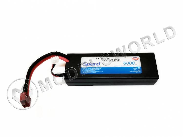 Аккумулятор Spard Li-Po 6000 mAh, 7.4V, 30C, T‐plug для Remo Hobby и Himoto 1/10, 1/8 - фото 1