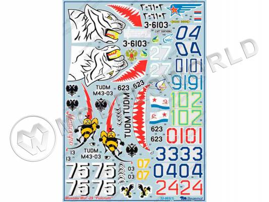 Декаль Микоян МиГ-29, часть 1. Масштаб 1:32