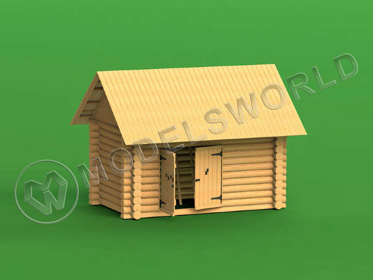 Набор для постройки модели Сарай бревенчатый. Масштаб 1:35 - фото 1