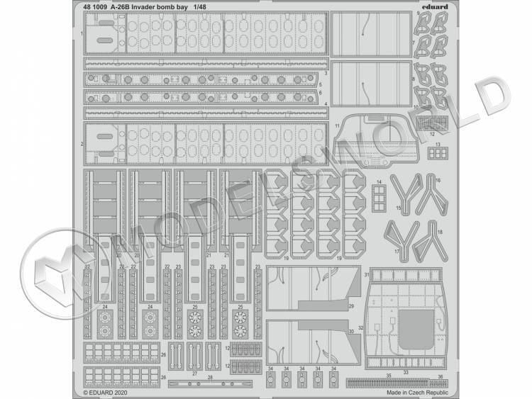 Фототравление для модели A-26B Invader бомбовый люк, ICM. Масштаб 1:48 - фото 1