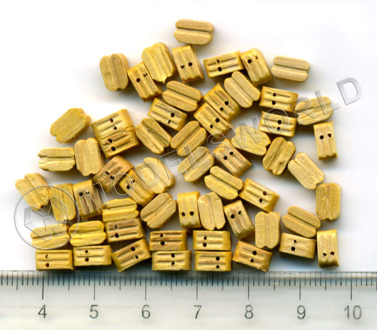 Блок двушкивный, самшит, 7 мм. 10 шт Блок двушкивный, самшит, 7 мм. 10 шт - фото 1