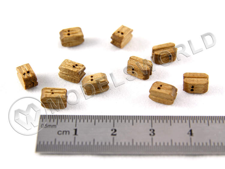 Блок двушкивный, орех, 7 мм. 1 шт Блок двушкивный, орех, 7 мм. 1 шт - фото 1