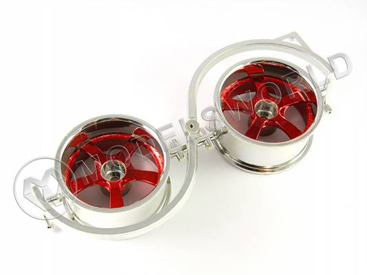 Диски 1/10 красные - пластик 5 спиц, 26 мм, вынос 9 мм, 2 шт