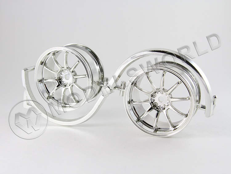 Диски 1/10 серебристые - пластик 10 спиц,  26 мм, вынос 3 мм, 2 шт - фото 1