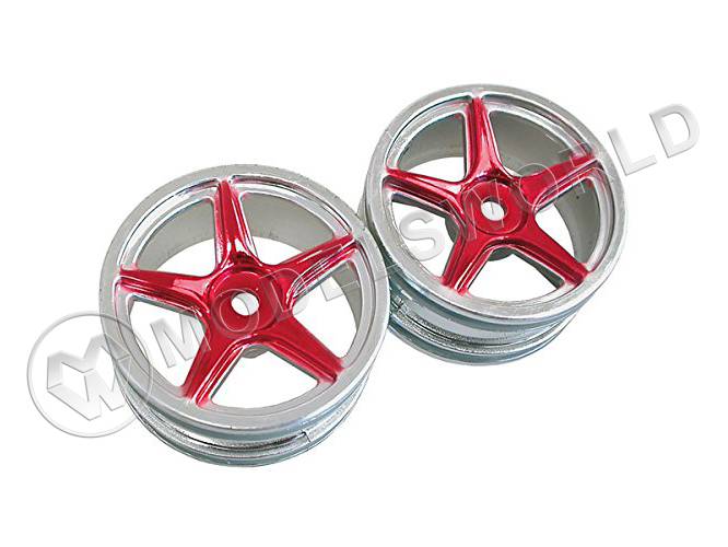 Колесные диски 5 спиц, 26 мм, красные, 2 шт - фото 1