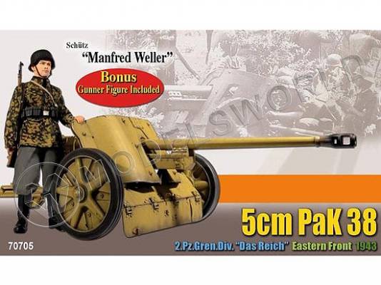 Фигура "Manfred Weller" с пушкой 5 cm PaK 38, Восточный фронт 1943 г. Масштаб 1:6
