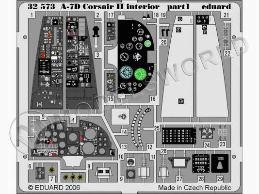 Фототравление для A-7D interior, Trumpeter. Масштаб 1:32