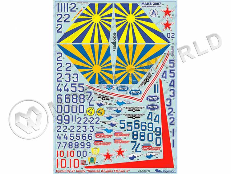 Декаль Сухой Су-27  Русские витязи. Масштаб 1:48 - фото 1