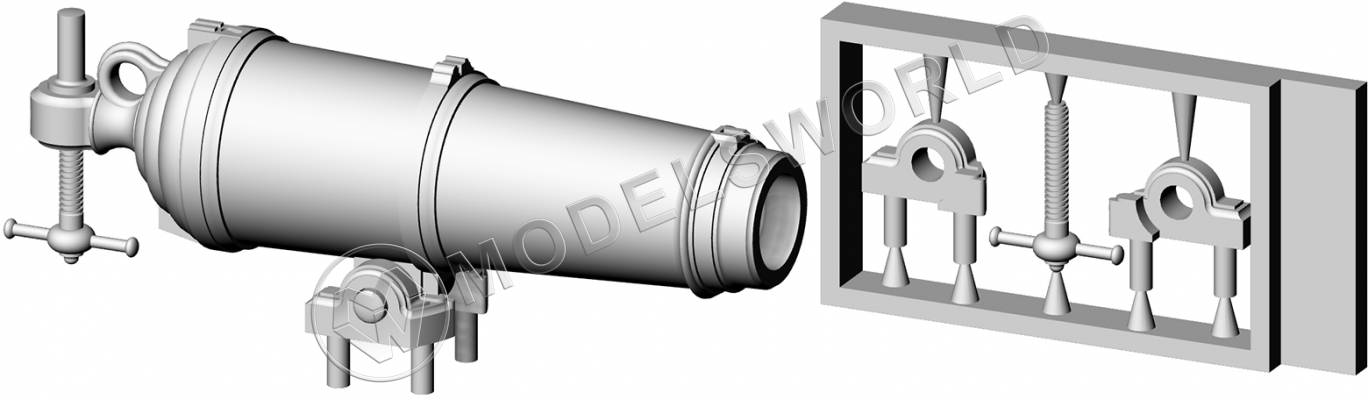 Английская карронада, калибр 32 фунта, 24.8 мм, фотополимер, 2 шт. Масштаб 1:64