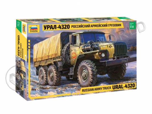 Склеиваемая пластиковая модель Российский армейский грузовик "Урал-4320". Масштаб 1:35