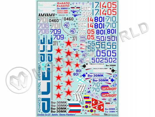 Декаль демо-версии самолетов семейства Су-27. Масштаб 1:48