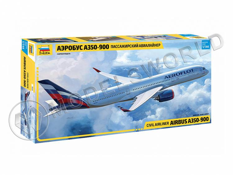Склеиваемая пластиковая модель Пассажирский авиалайнер Аэробус А350-900. Масштаб 1:144 Склеиваемая пластиковая модель Пассажирский авиалайнер Аэробус А350-900. Масштаб 1:144 - фото 1