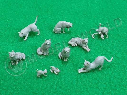 Набор фигурок "кошки", 10 шт. Масштаб 1:35