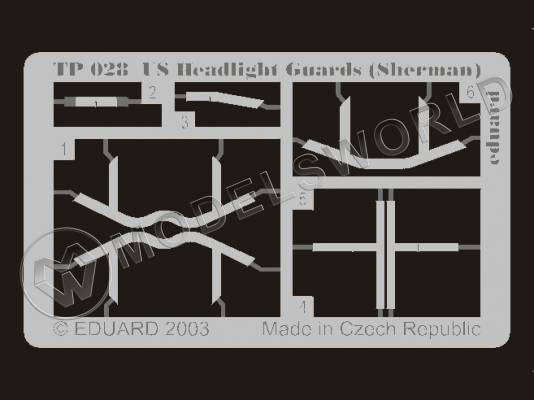 Фототравление US защита фар Sherman. Масштаб 1:35