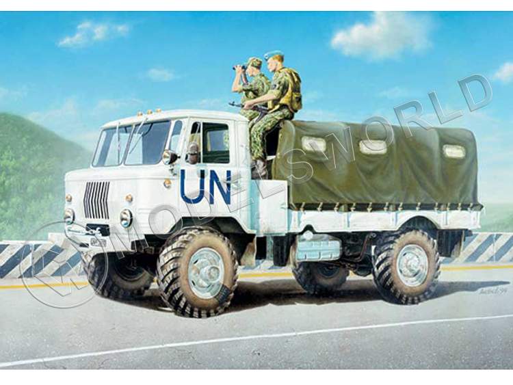 Склеиваемая пластиковая модель Армейский грузовик с тентом. Масштаб 1:35 - фото 1