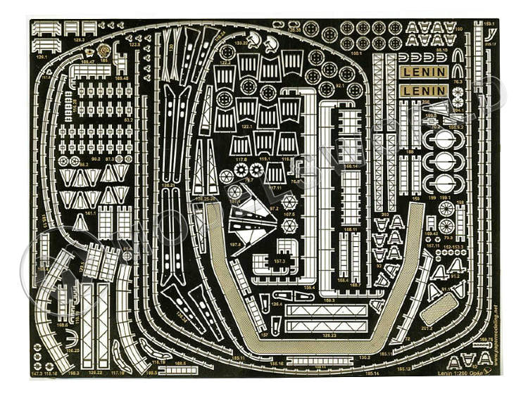 Фототравление для модели Атомный ледокол Ленин, Бумажное моделирование. Масштаб 1:200 - фото 1