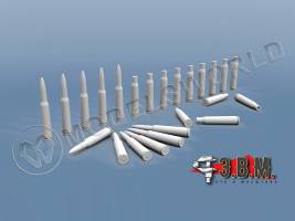 Патроны и гильзы 12.7 мм для крупнокалибирных пулеметов СССР/РФ. Масштаб 1:35