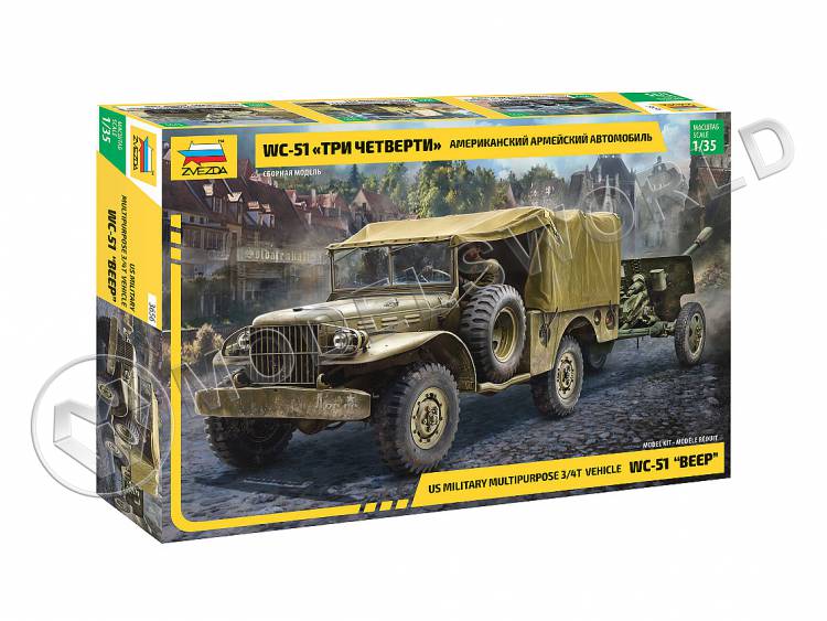 Склеиваемая пластиковая модель Американский армейский автомобиль Dodge WC-51 «три четверти». Масштаб 1:35 - фото 1