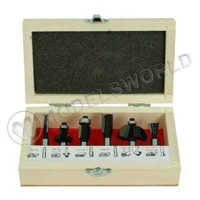 Фрезы по дереву для фасок в деревянном корпусе 8 мм, 6 шт - фото 1