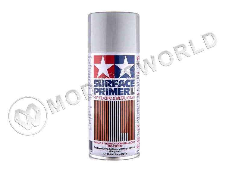 Грунтовка аэрозольная Tamiya Surface Primer L серая (Gray), 180 мл - фото 1