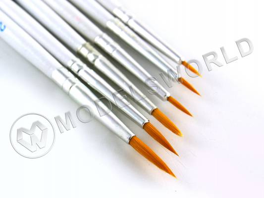 Набор кистей из синтетического волоса, круглые, 6 шт (№ 0000, 000, 00, 0, 1, 2)