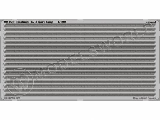 Фототравление 3-х леерное ограждение под углом 45´ длинное. Масштаб 1:700