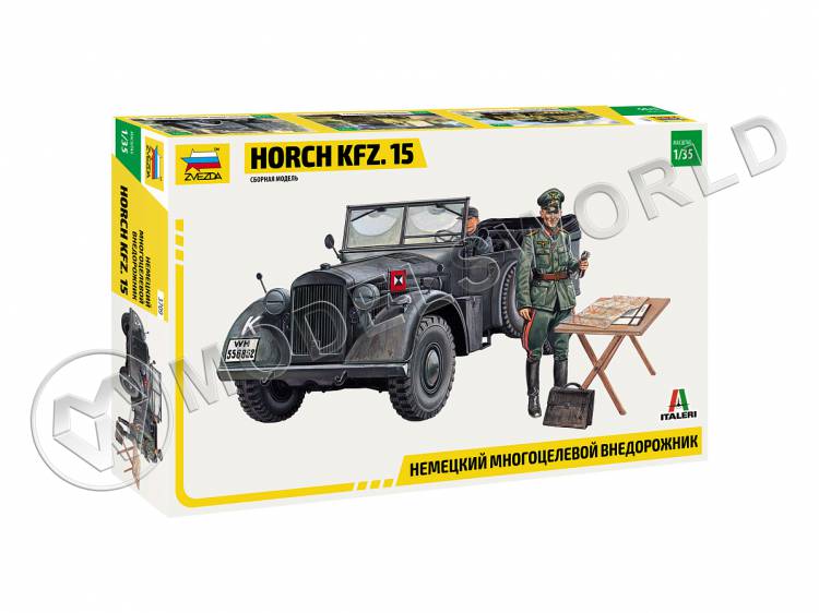 Склеиваемая пластиковая модель Немецкий многоцелевой внедорожник HORCH KFZ. 15. Масштаб 1:35 - фото 1