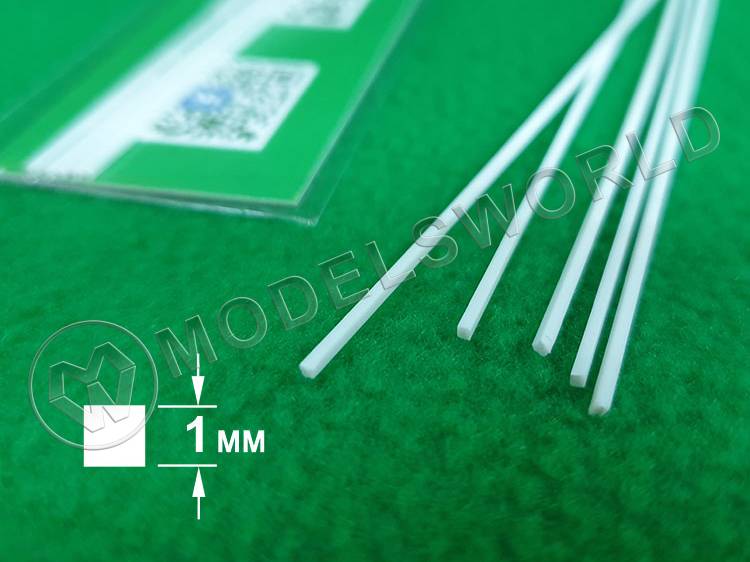 ABS пластик пруток квадрат 1.0 мм, длина 250 мм, 5 шт ABS пластик пруток квадрат 1.0 мм, длина 250 мм, 5 шт - фото 1