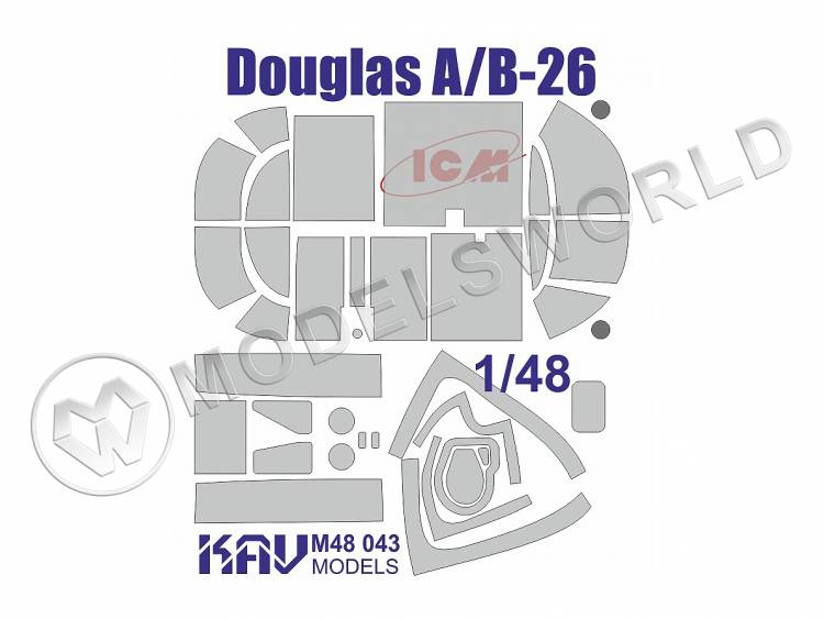 Окрасочная маска на  Douglas A/B-26 расширенный набор, ICM. Масштаб 1:48 - фото 1