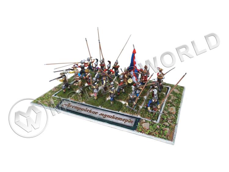 Готовая модель, миниатюра "Австирйские мушкетеры" 24 фигуры в масштабе 1:72 - фото 1