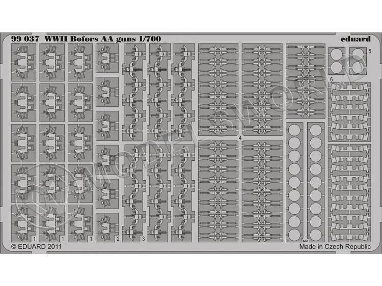 Фототравление Зенитное орудие Bofors WWII. Масштаб 1:700 - фото 1