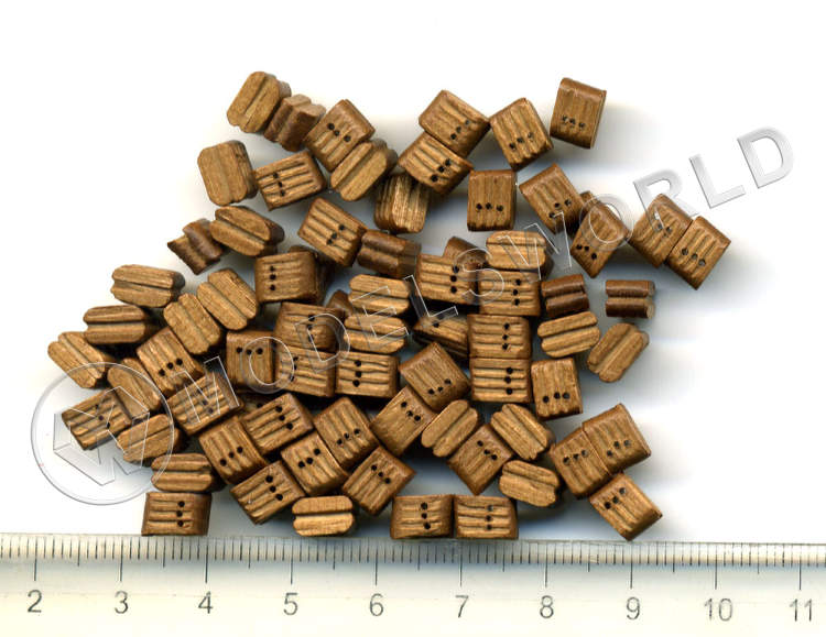 Блок трехшкивный, орех, 7 мм. 10 шт - фото 1