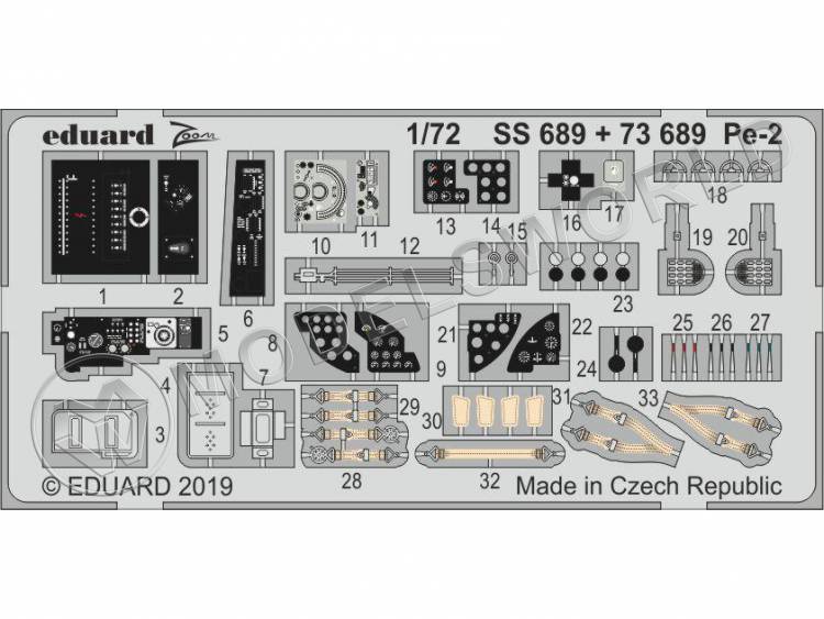 Фототравление для самолета Пе-2, Звезда. Масштаб 1:72 - фото 1