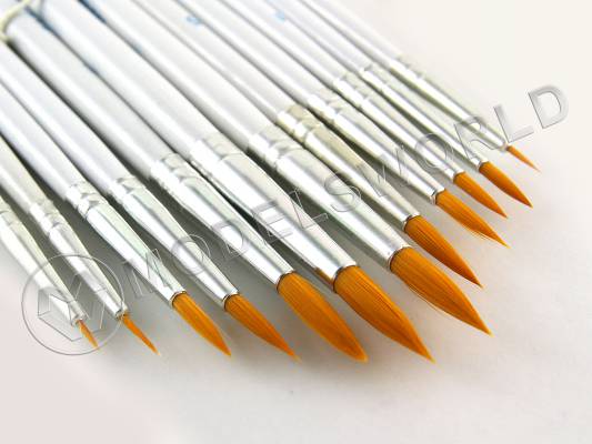 Набор кистей JAS из синтетического волоса, круглые, 12 шт (№ 0000, 000, 00, 0, 1, 2, 3, 4, 5, 6, 7, 8)