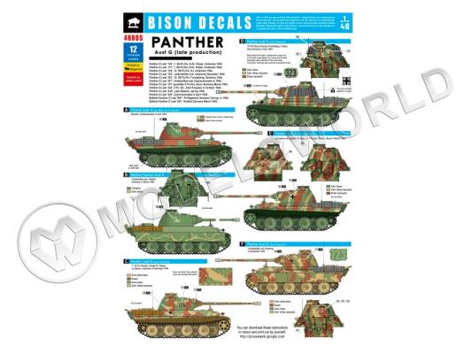 Декаль Panther Ausf.G late prod. Масштаб 1:48