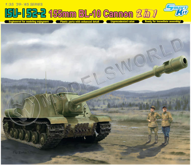Склеиваемая пластиковая модель Советская САУ ИСУ-152 (152 мм орудие БЛ-10). Масштаб 1:35 - фото 1