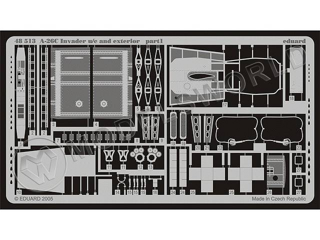 Фототравление для A-26C шасси и экстерьер MONOGRAM, Revell. Масштаб 1:48 - фото 1