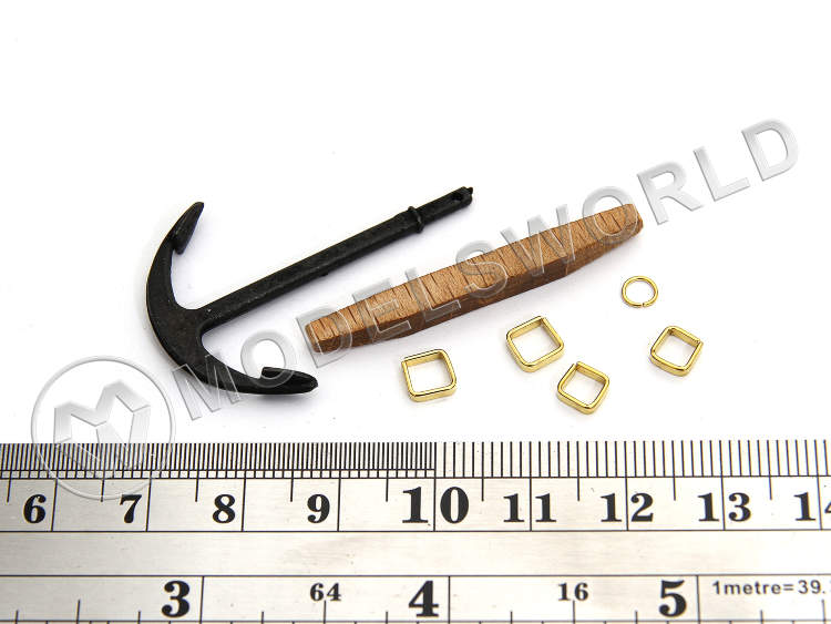 Якорь до 18-го века, металл и дерево, 40 мм - фото 1