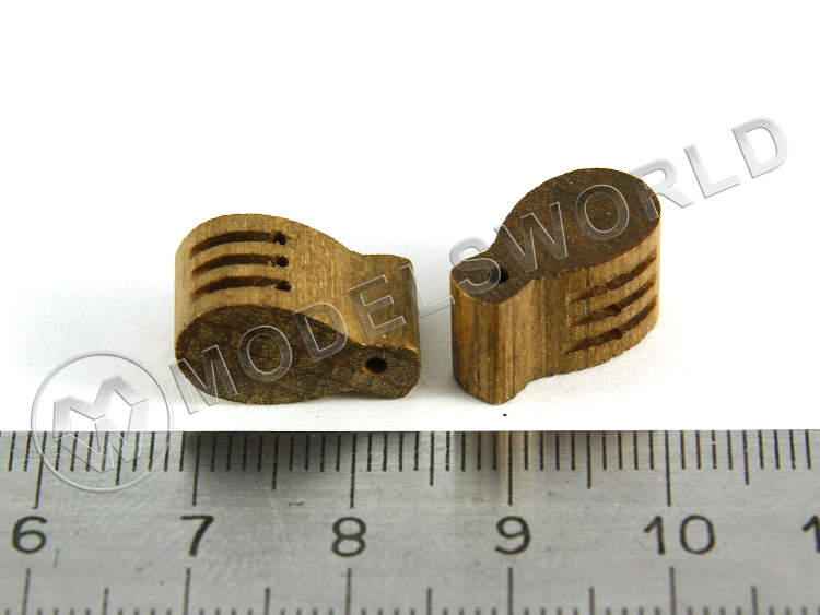 Комель-блок трехшкивный, орех, 16 мм, 2 шт. - фото 1