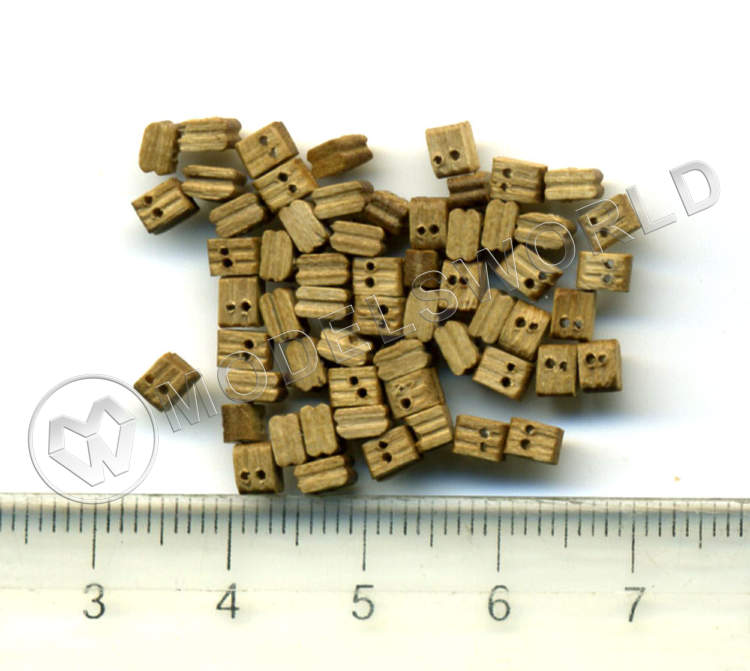 Блок двушкивный, орех, 3 мм. 10 шт. Блок двушкивный, орех, 3 мм. 10 шт. - фото 1