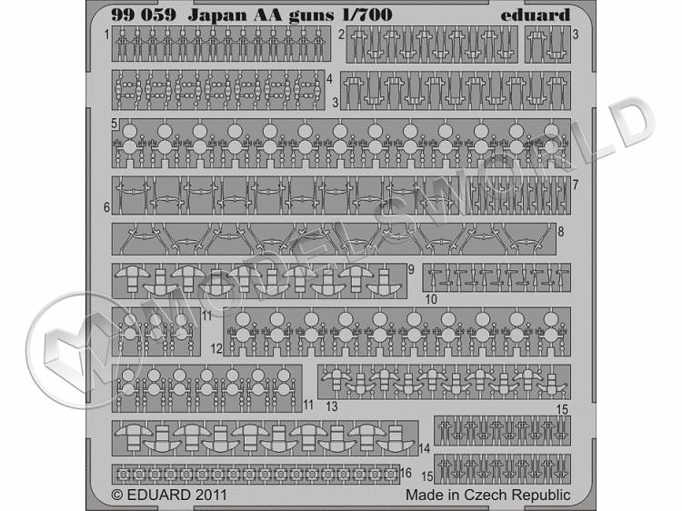 Фототравление IJN зенитные орудия. Масштаб 1:700 - фото 1