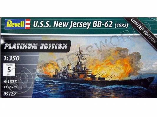 Склеиваемая пластиковая модель Американский линкор U.S.S New Jersey BB-62, 1982, PLATINUM EDITION. Масштаб 1:350