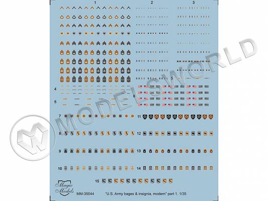 Декаль US Army Badges & Insignia. Modern. Part I. Масштаб 1:35