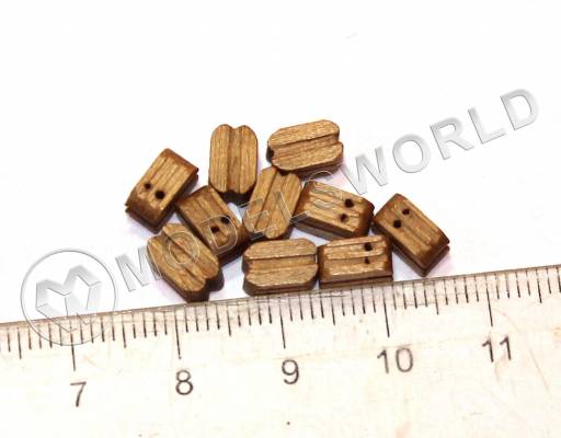 Блок двушкивный, орех, 7 мм. 10 шт