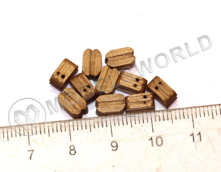 Блок двушкивный, орех, 7 мм. 10 шт Блок двушкивный, орех, 7 мм. 10 шт - фото 1